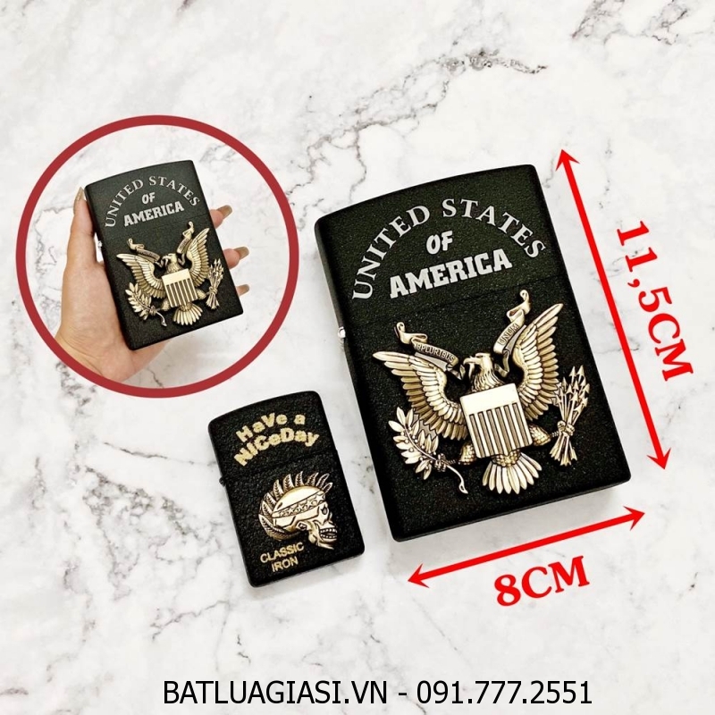 BẬT LỬA ZIPPO KHỔNG LỒ ĐEN NHÁM HÌNH ĐẠI BÀNG NƯỚC MỸ \