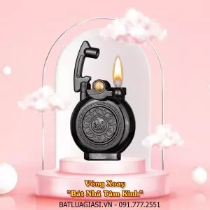 BẬT LỬA CHIEF XĂNG ĐÁ - BÚNG TAY ĐÁNH LỬA CF208 "VÒNG XOAY BÁT NHÃ TÂM KINH" (FULLBOX) - (XÀI XĂNG) #ĐEN