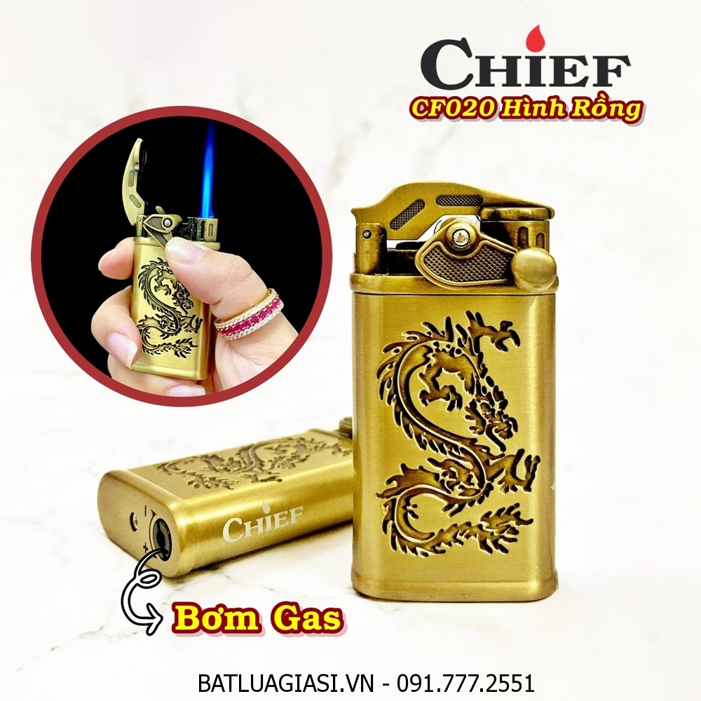 BẬT LỬA KHÈ CHIEF BÚNG TAY ĐÁNH LỬA HÌNH RỒNG CF020 - (XÀI GAS)