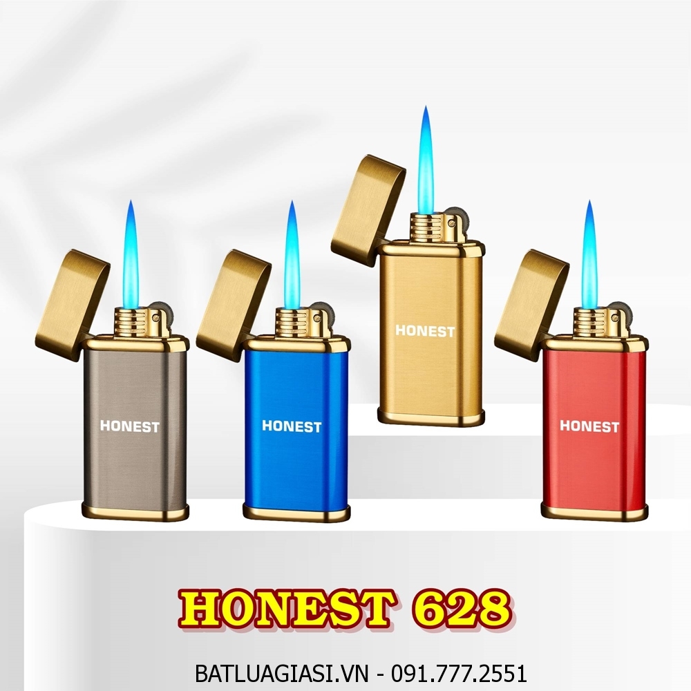 BẬT LỬA KHÈ HONEST 628 NHIỀU MÀU - GAS ĐÁ RÃNH TAY - (XÀI GAS)