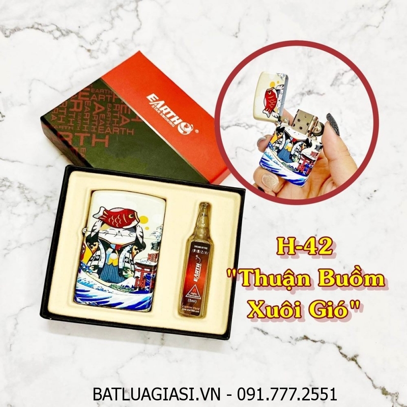 BẬT LỬA ZIPPO SƠN TĨNH ĐIỆN 6 MẶT - PHIÊN BẢN NHẬT HÌNH MÈO MAY MẮN (CÓ HỘP VÀ XĂNG) H-42