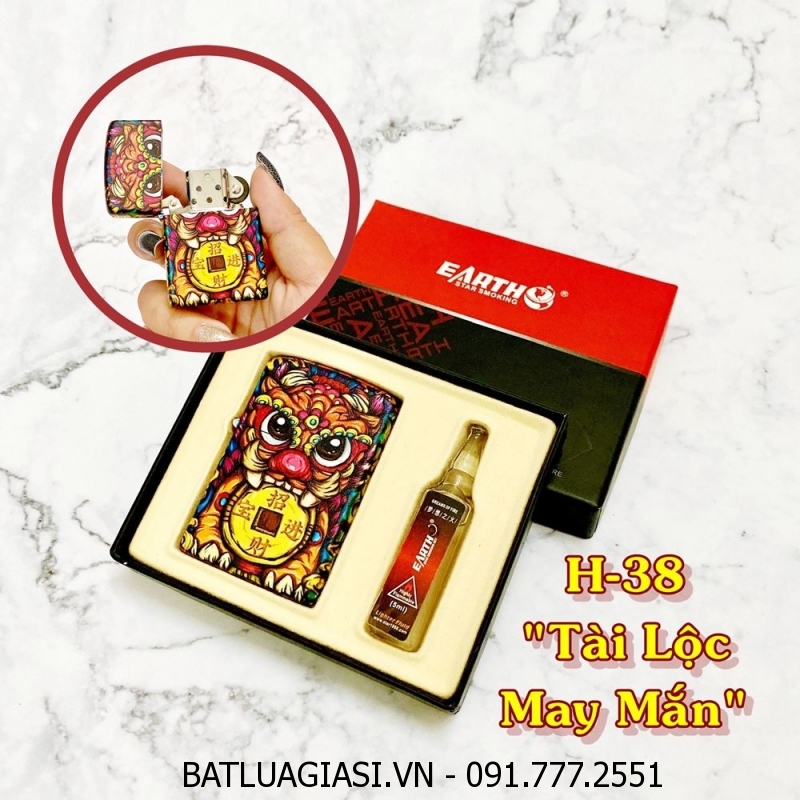 BẬT LỬA ZIPPO SƠN TĨNH ĐIỆN 6 MẶT - PHIÊN BẢN NHẬT HÌNH KỲ LÂN CHIÊU TÀI (CÓ HỘP VÀ XĂNG) H-38