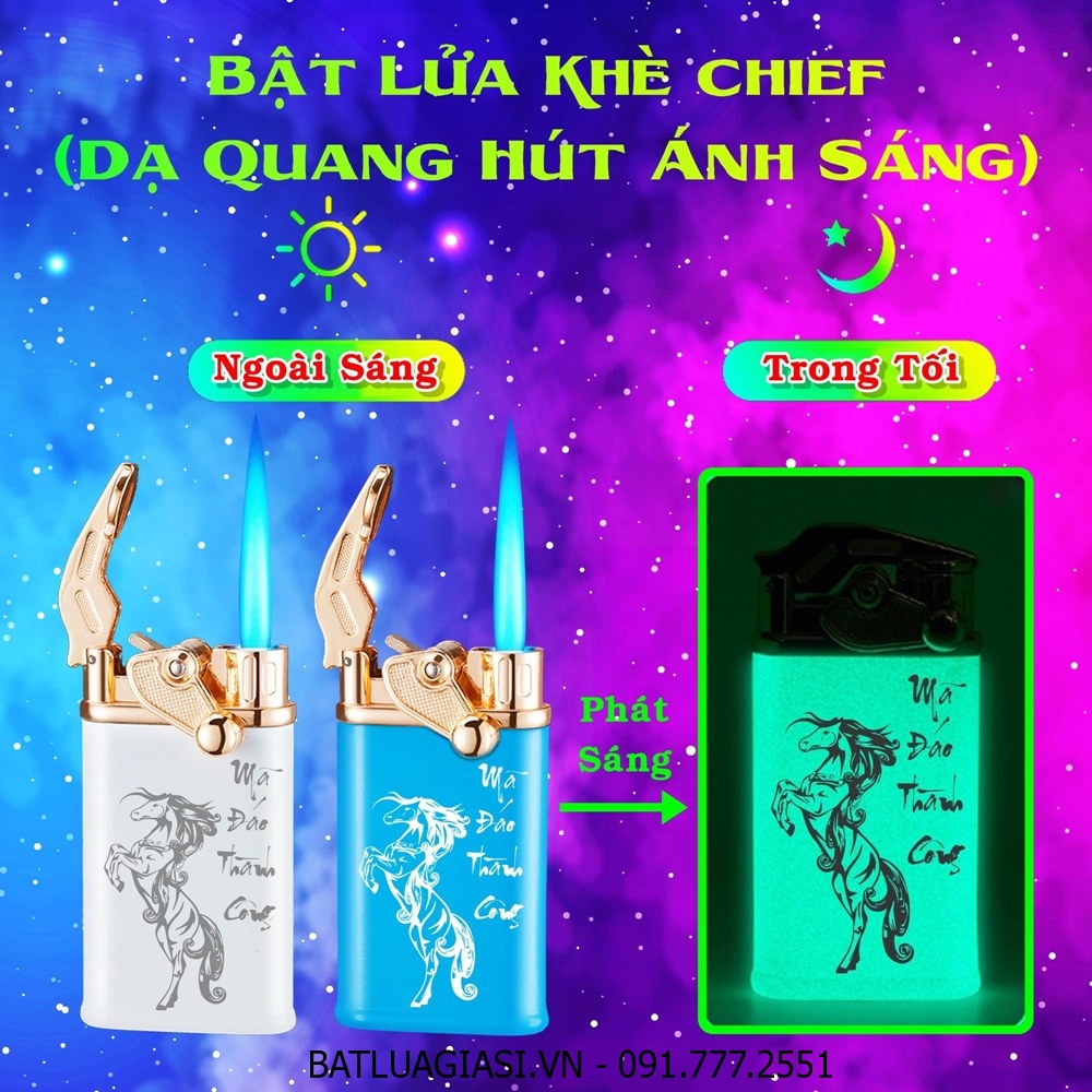 BẬT LỬA KHÈ CHIEF BÚNG TAY ĐÁNH LỬA - DẠ QUANG HÚT ÁNH SÁNG HÌNH MÃ ĐÁO THÀNH CÔNG - (XÀI GAS)