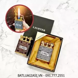 BẬT LỬA GAS ĐÁ RÃNH TAY ZORRO Z840 BỌC DA CÁ SẤU (CÓ HỘP) - (XÀI GAS)