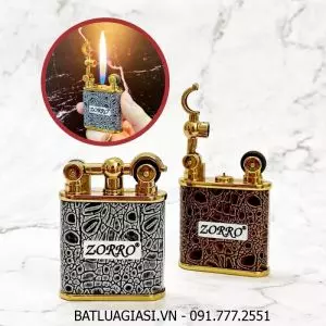 BẬT LỬA GAS ĐÁ RÃNH TAY ZORRO Z840 BỌC DA CÁ SẤU - (XÀI GAS)