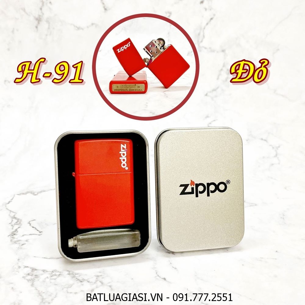 BẬT LỬA ZIPPO SƠN TĨNH ĐIỆN NHIỀU MÀU (CÓ MỘC ĐÁY) (HỘP THIẾC KÈM XĂNG) #H-91 ĐỎ