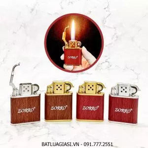 BẬT LỬA ZORRO CỐI GAS ĐÁ BỌC DA VẪN GỖ Z848 - (XÀI GAS)