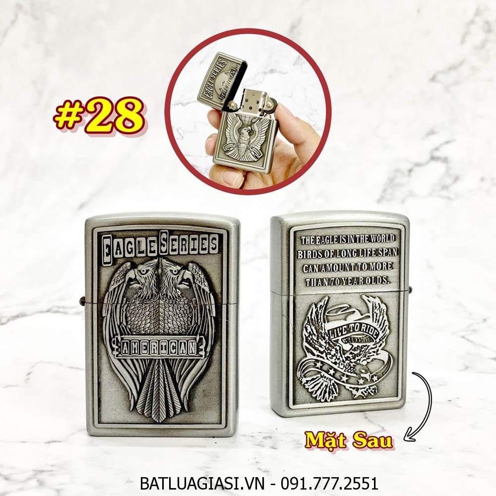 BÂT LỬA ZIPPO AMERICAN 2 MẶT HÌNH NỔI - (XÀI XĂNG) #28