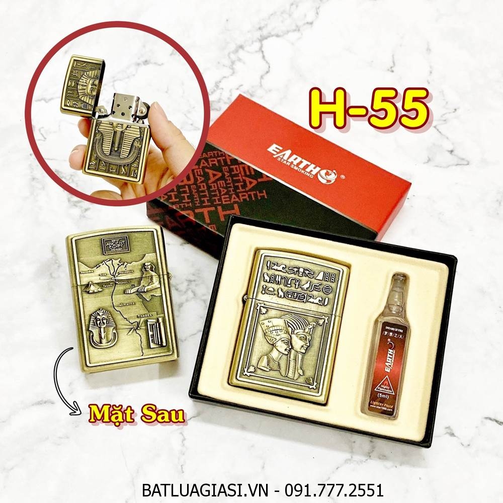 BÂT LỬA ZIPPO AI CẬP 2 MẶT HÌNH NỔI (CÓ HỘP VÀ XĂNG) H-55