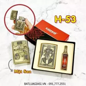 BÂT LỬA ZIPPO AI CẬP 2 MẶT HÌNH NỔI (CÓ HỘP VÀ XĂNG) H-53