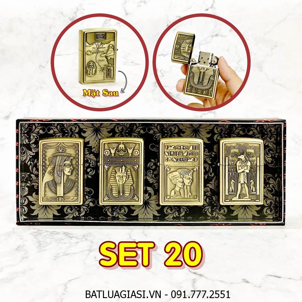 BỘ 4 BÂT LỬA ZIPPO AI CẬP 2 MẶT HÌNH NỔI - (XÀI XĂNG) SET 20