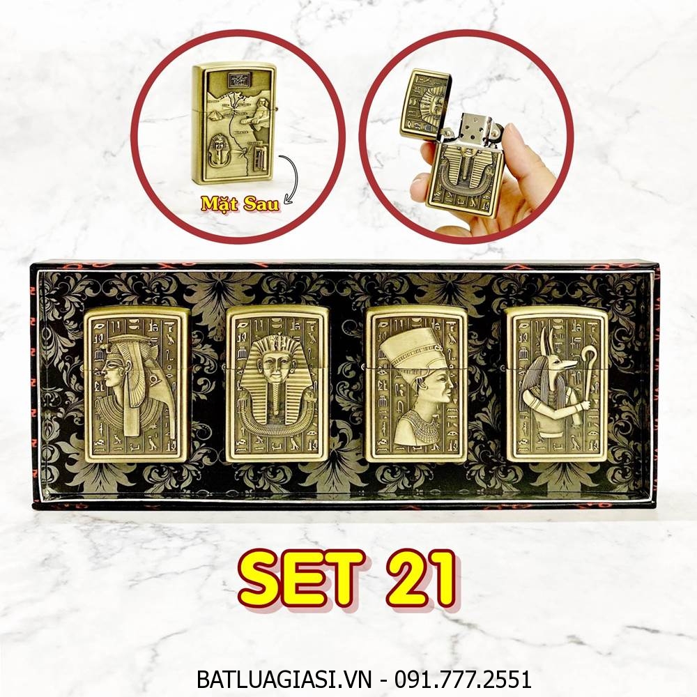 BỘ 4 BÂT LỬA ZIPPO AI CẬP 2 MẶT HÌNH NỔI - (XÀI XĂNG) SET 21