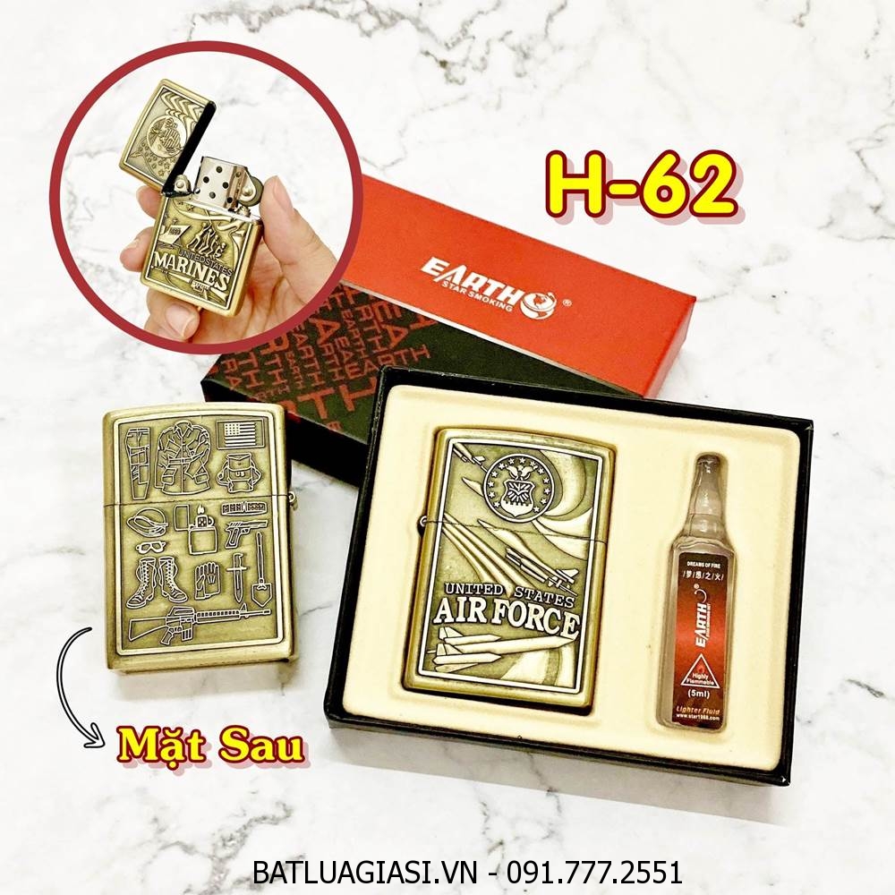 BÂT LỬA ZIPPO U.S 2 MẶT HÌNH NỔI (CÓ HỘP VÀ XĂNG) H-62