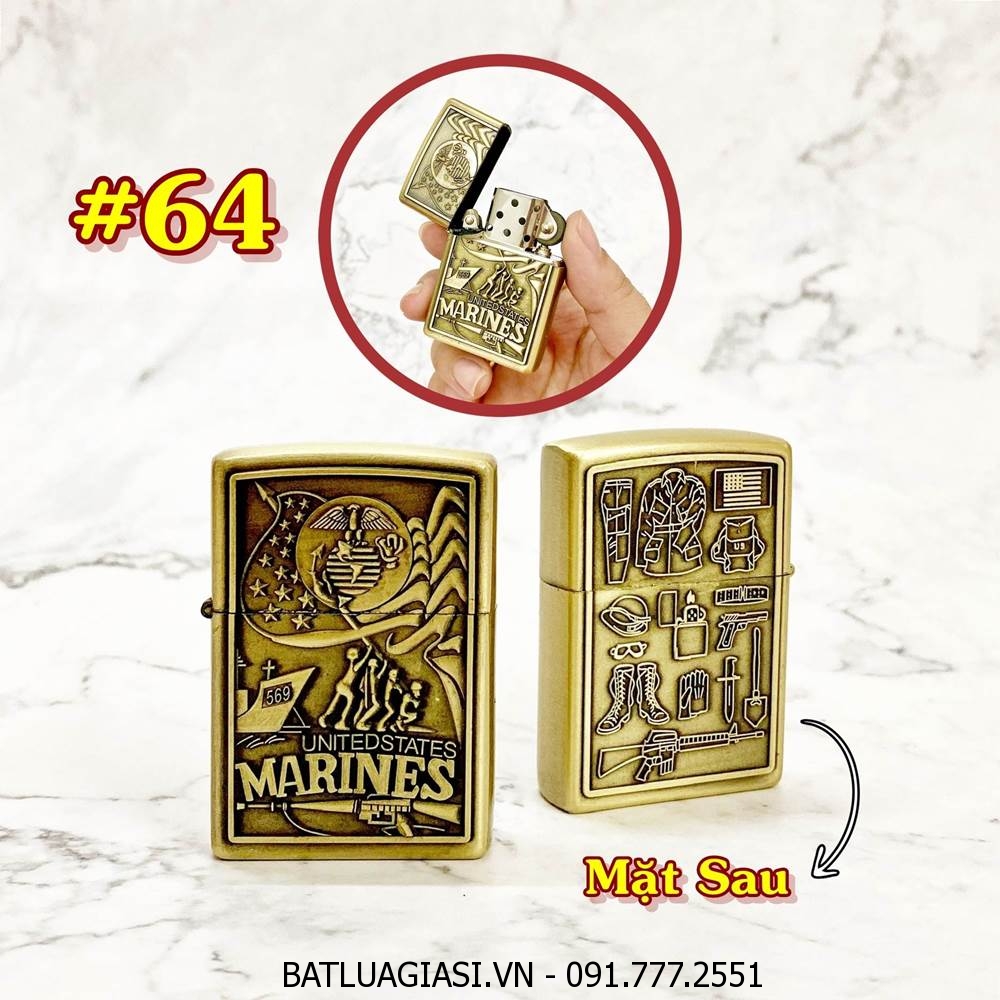 BÂT LỬA ZIPPO U.S 2 MẶT HÌNH NỔI - (XÀI XĂNG) #64