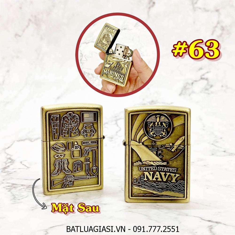 BÂT LỬA ZIPPO U.S 2 MẶT HÌNH NỔI - (XÀI XĂNG) #63