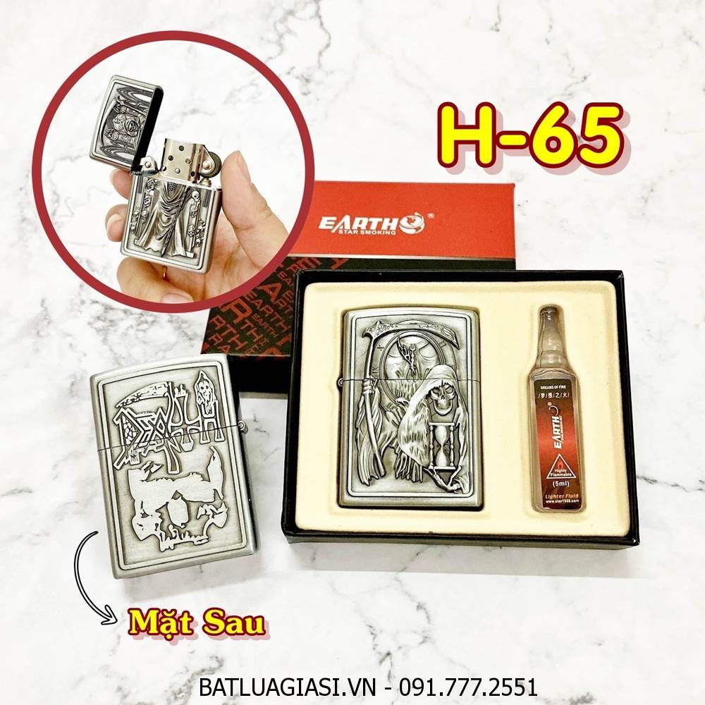 BÂT LỬA ZIPPO TỬ THẦN 2 MẶT HÌNH NỔI (CÓ HỘP VÀ XĂNG) H-65