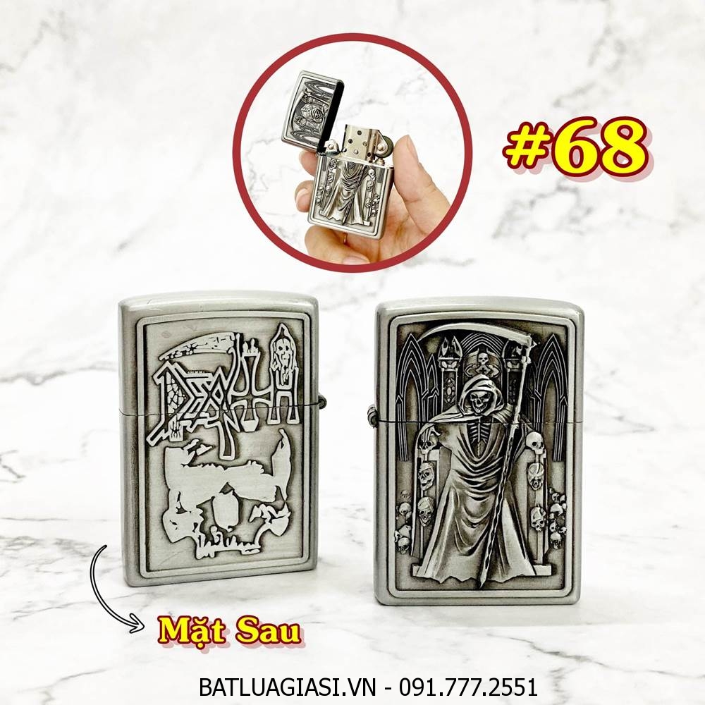 BÂT LỬA ZIPPO TỬ THẦN 2 MẶT HÌNH NỔI - (XÀI XĂNG) #68