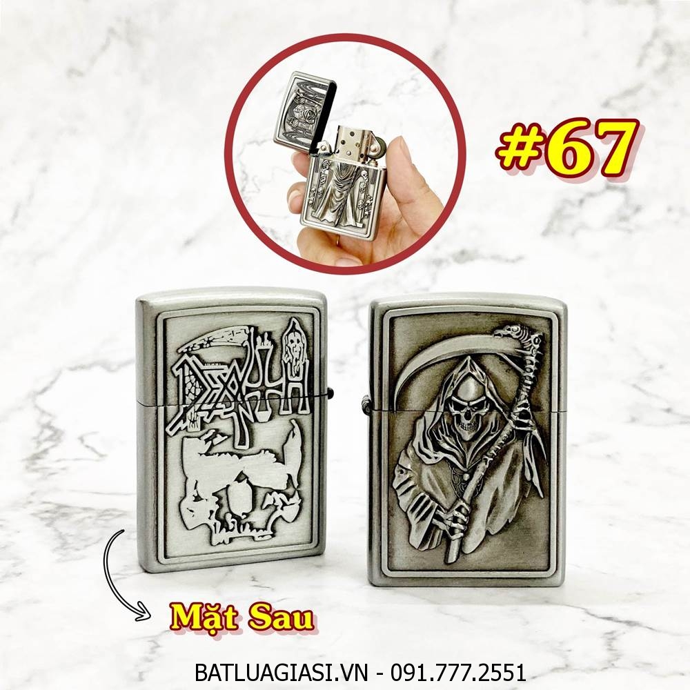 BÂT LỬA ZIPPO TỬ THẦN 2 MẶT HÌNH NỔI - (XÀI XĂNG) #67