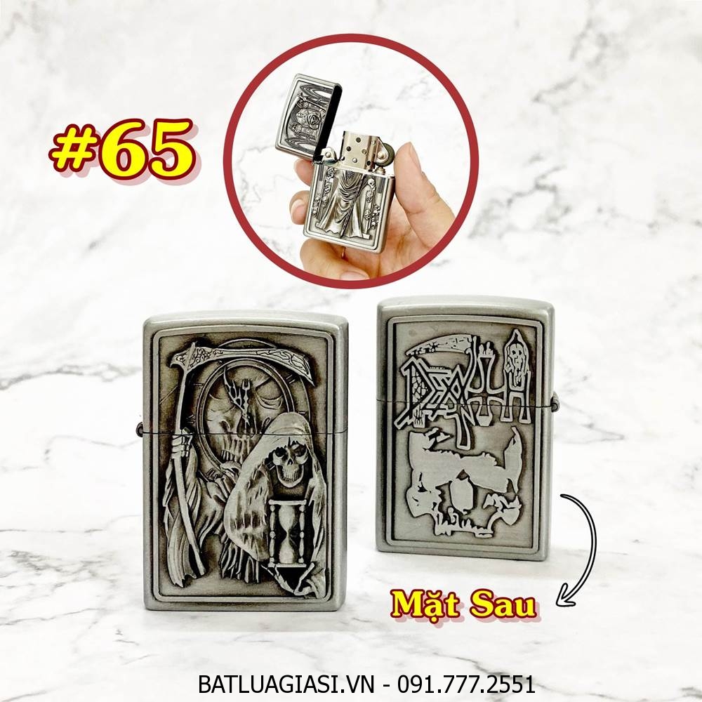 BÂT LỬA ZIPPO TỬ THẦN 2 MẶT HÌNH NỔI - (XÀI XĂNG) #65