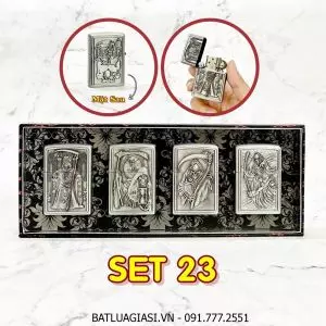 BỘ 4 BÂT LỬA ZIPPO TỬ THẦN 2 MẶT HÌNH NỔI - (XÀI XĂNG) SET #23