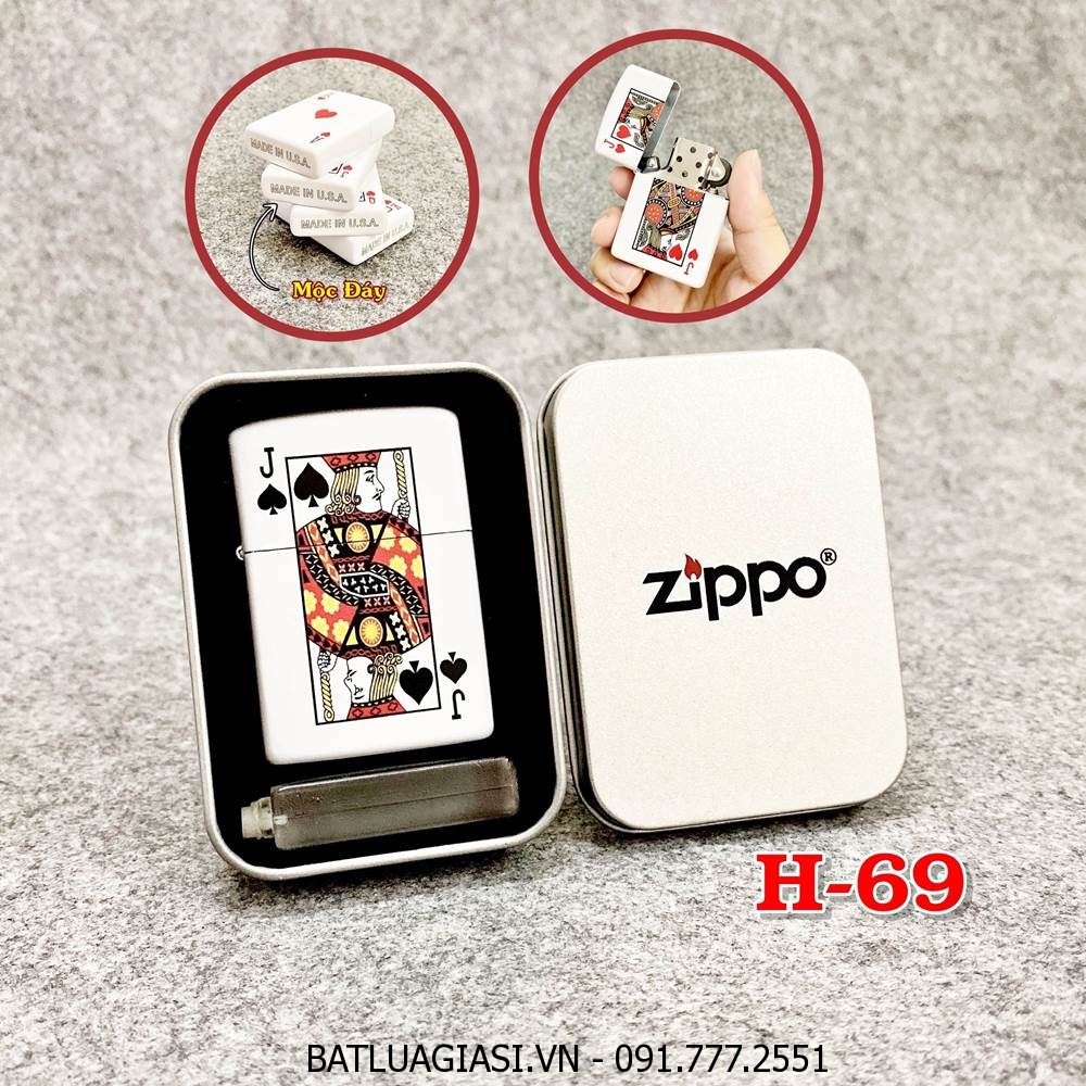 BẬT LỬA ZIPPO 2 MẶT HÌNH LÁ BÀI \