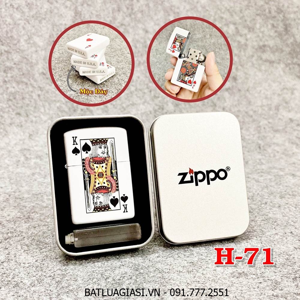 BẬT LỬA ZIPPO 2 MẶT HÌNH LÁ BÀI \