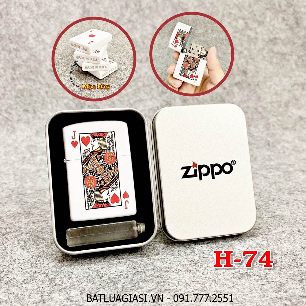 BẬT LỬA ZIPPO 2 MẶT HÌNH LÁ BÀI \