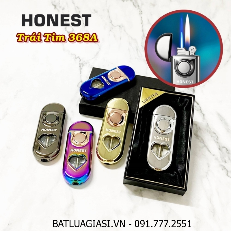 BẬT LỬA HONEST 2 CHẾ ĐỘ LỬA - GAS LỘ THIÊN CÓ ĐÈN HÌNH TRÁI TIM 368A (LỬA NGỌN VÀ LỬA HOẢ TIỄN) (CÓ HỘP) - (XÀI GAS)