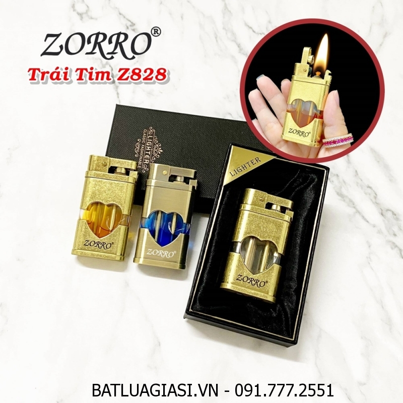 BẬT LỬA ZORRO XĂNG LỘ THIÊN HÌNH TRÁI TIM Z828 (CÓ HỘP) - (XÀI XĂNG)