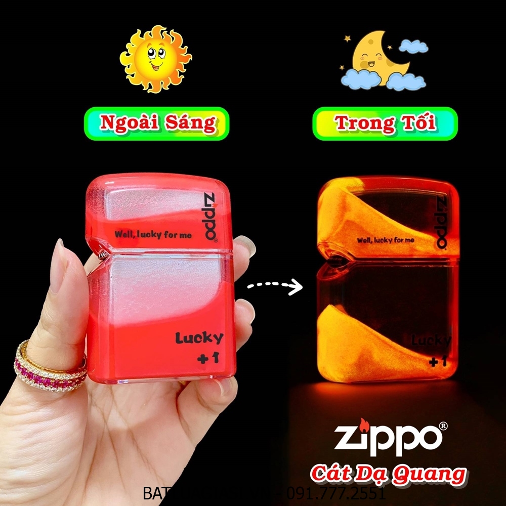 BẬT LỬA ZIPPO CÁT DẠ QUANG HÚT ÁNH SÁNG (TẶNG KÈM HỘP TRƯNG BÀY) - (XÀI XĂNG) #HỒNG