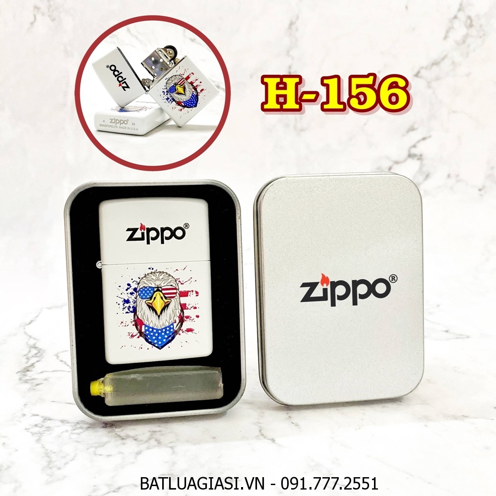 BẬT LỬA ZIPPO SƠN TĨNH ĐIỆN 2 MẶT HÌNH ĐẠI BÀNG CỜ MỸ (CÓ MỘC ĐÁY) (HỘP THIẾC KÈM XĂNG) H-156