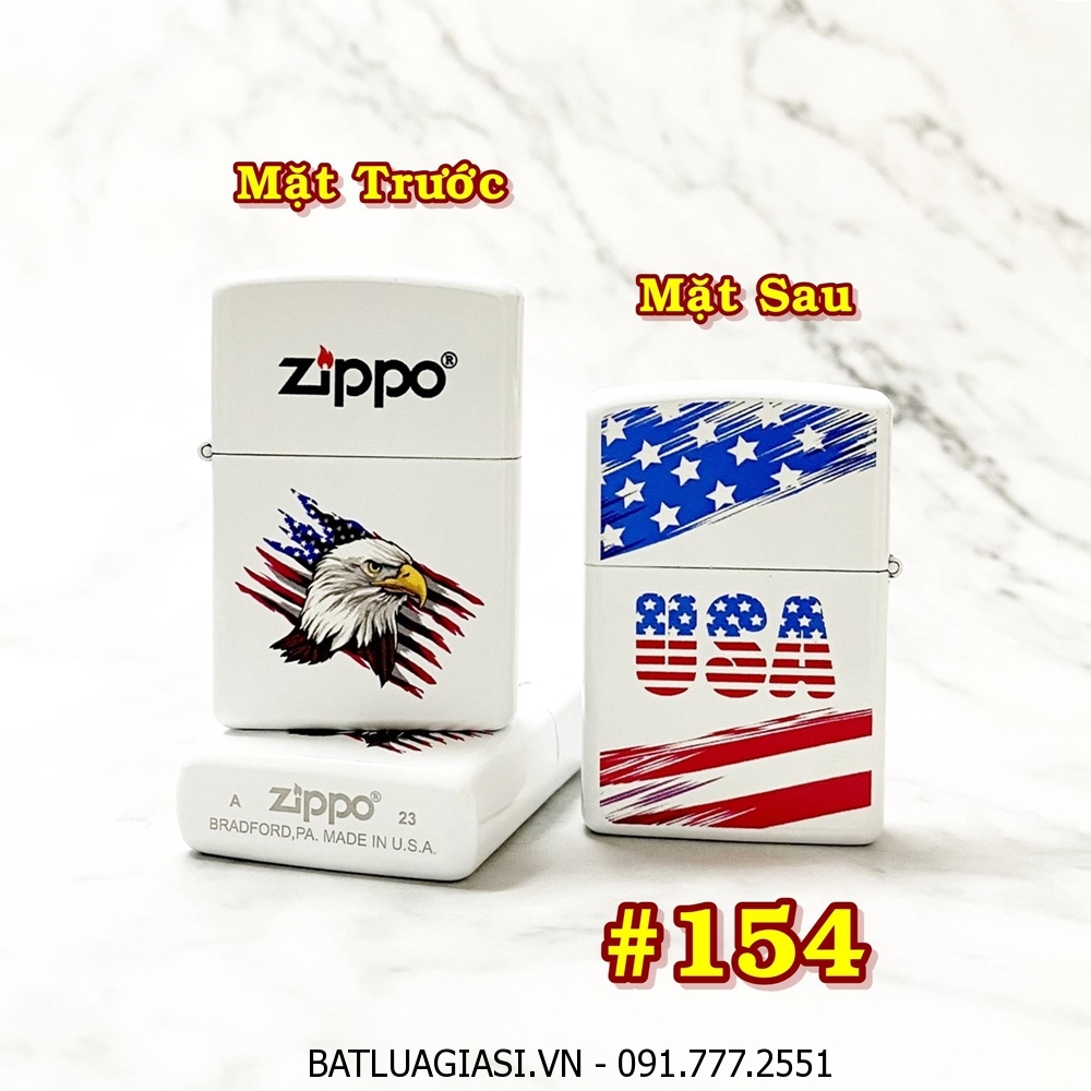 BẬT LỬA ZIPPO SƠN TĨNH ĐIỆN 2 MẶT HÌNH ĐẠI BÀNG CỜ MỸ (CÓ MỘC ĐÁY) - (XÀI XĂNG) #154