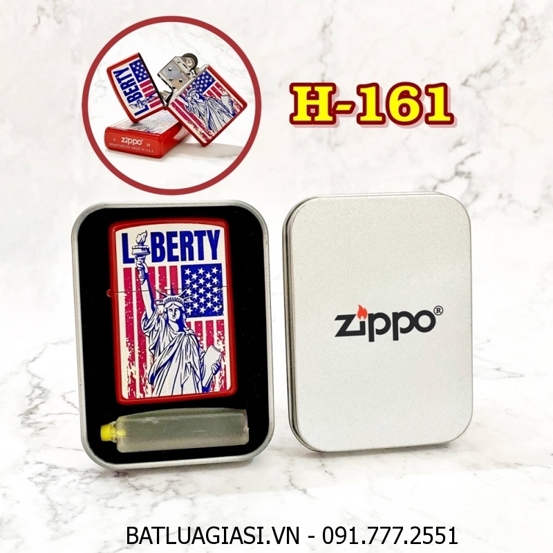 BẬT LỬA ZIPPO SƠN TĨNH ĐIỆN 2 MẶT HÌNH NỮ THẦN TỰ DO (CÓ MỘC ĐÁY) (HỘP THIẾC KÈM XĂNG) H-161