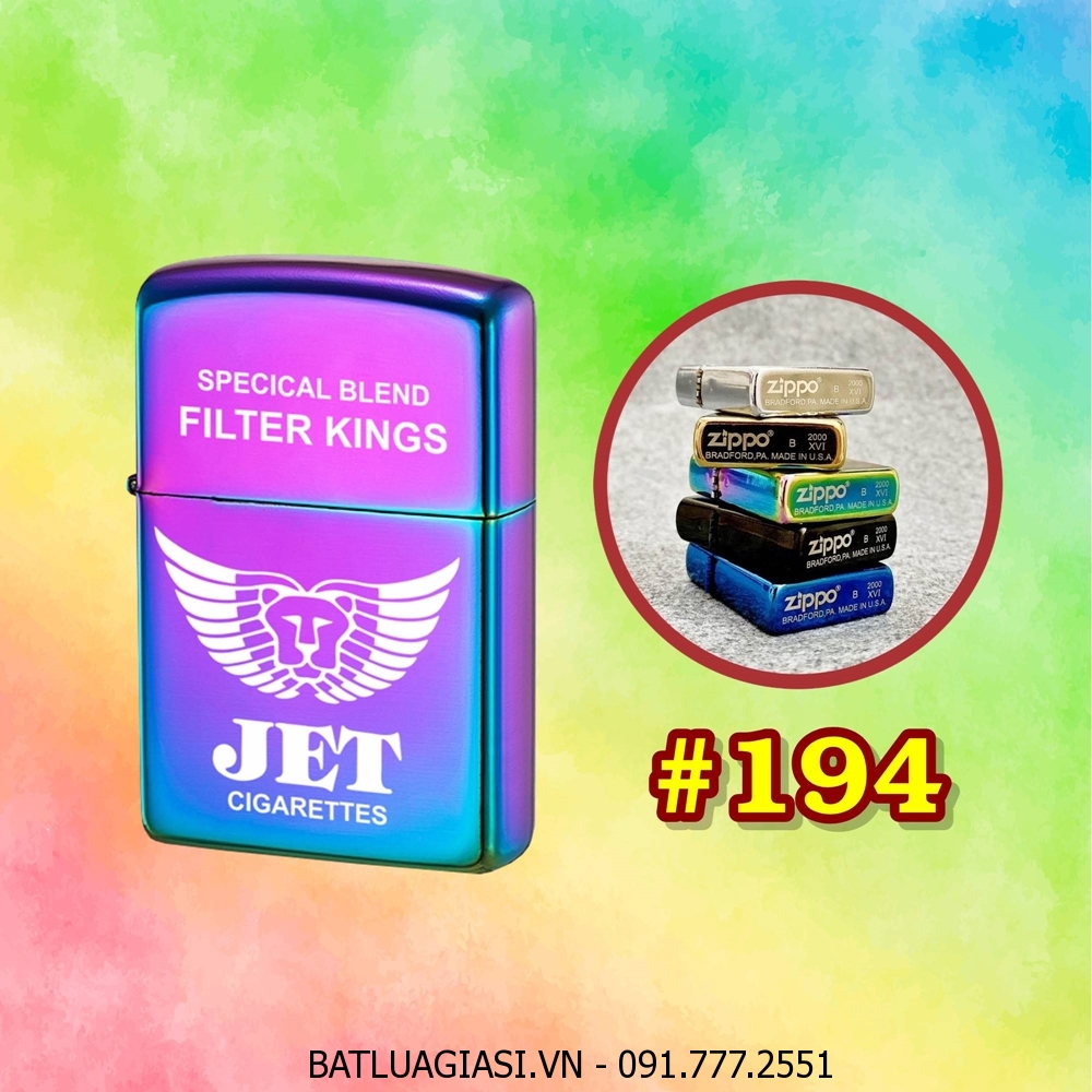 BẬT LỬA ZIPPO TRƠN BÓNG HÌNH GÓI THUỐC LÁ JET (CÓ MỘC ĐÁY) - (XÀI XĂNG) #194 TITAN