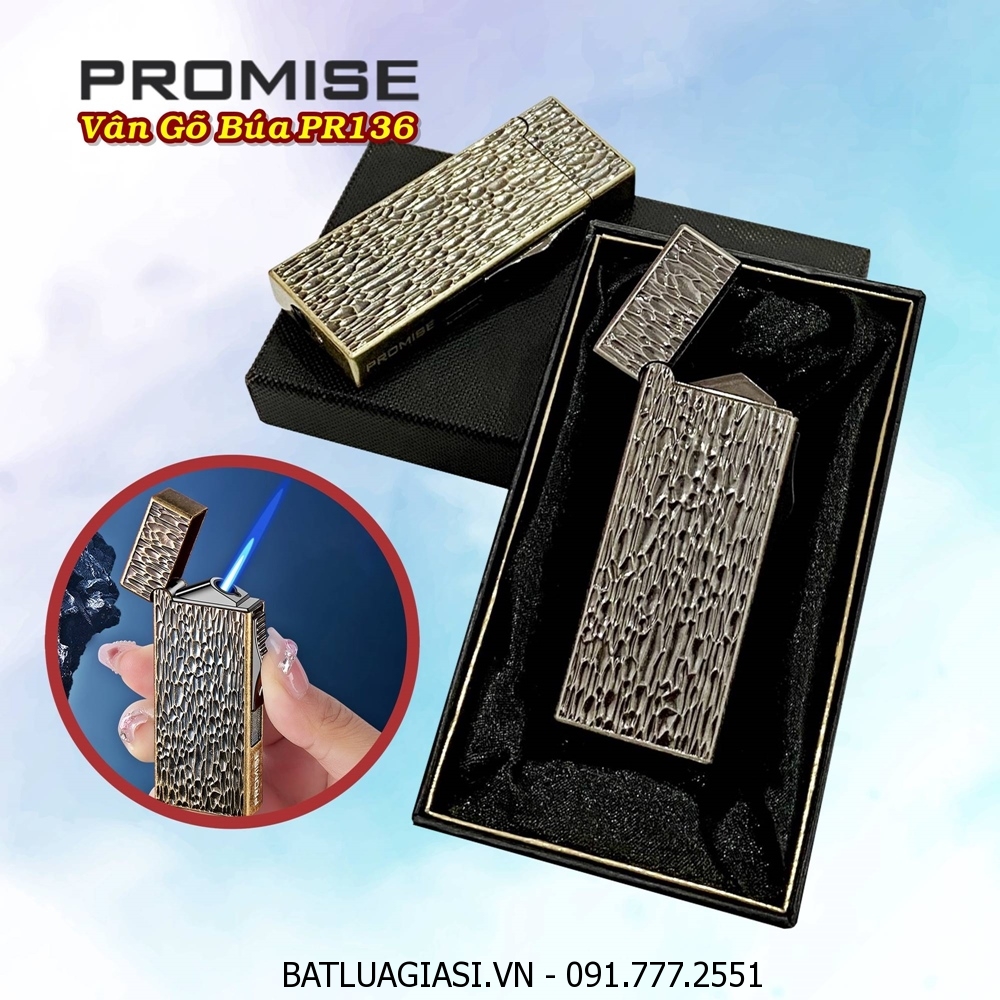 BẬT LỬA KHÈ PROMISE VÂN GÕ BÚA PR136 (CÓ HỘP) - (XÀI GAS)