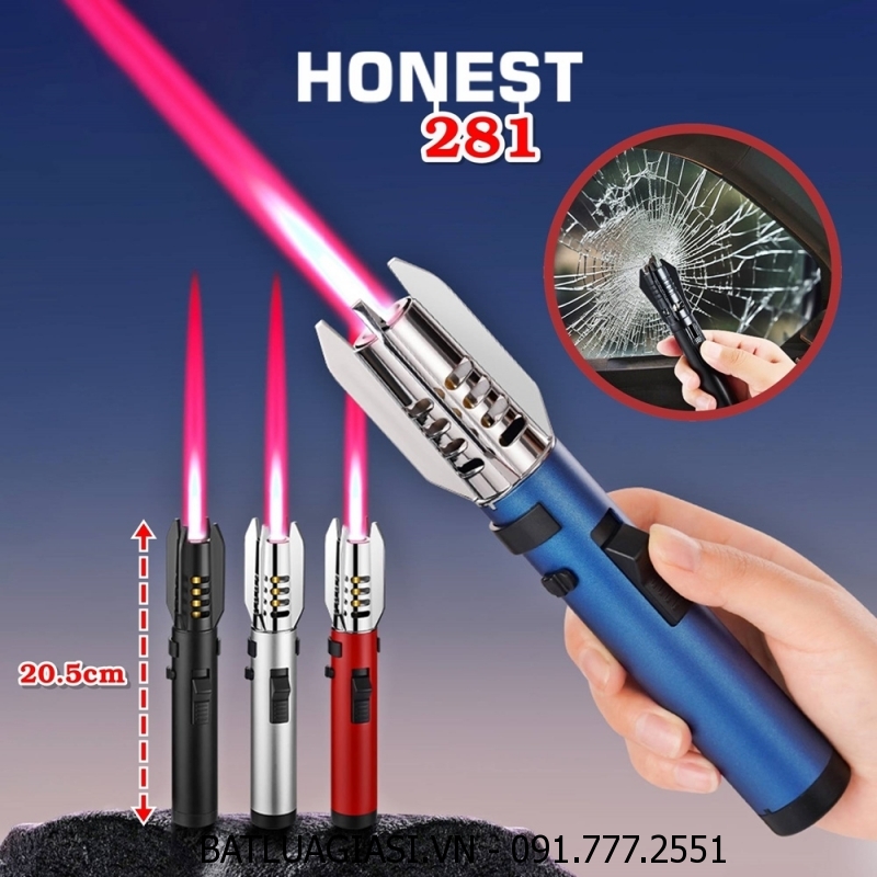 BẬT LỬA KHÈ HONEST 281 TỰ VỆ THOÁT HIỂM - LỬA KHÈ CỰC MẠNH (KIM LOẠI) FULLBOX - (XÀI GAS)