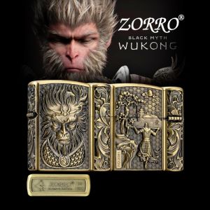 BẬT LỬA ZIPPO ZORRO HÌNH WUKONG DẬP NỔI 6 MẶT (BLACK MYTH: WUKONG) (FULLBOX) - (XÀI XĂNG) #VÀNG