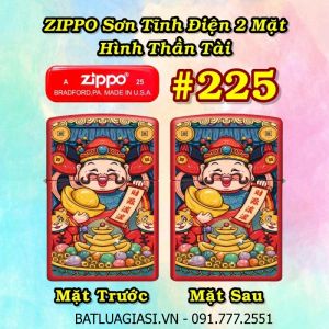 BẬT LỬA ZIPPO SƠN TĨNH ĐIỆN 2 MẶT HÌNH THẦN TÀI CÁC KIỂU (CÓ MỘC ĐÁY) - (XÀI XĂNG) #225