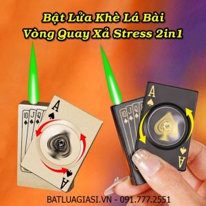 BẬT LỬA KHÈ LÁ BÀI VÒNG QUAY XẢ STRESS 2IN1 (KIM LOẠI) - (XÀI GAS)