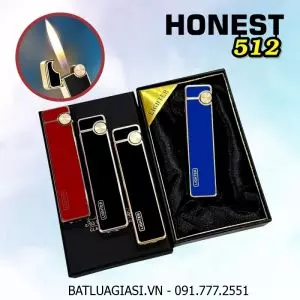 BẬT LỬA GAS ĐÁ THANH DÀI SƠN MÀI PHỦ BÓNG NHIỀU MÀU HONEST 512 (CÓ HỘP) - (XÀI GAS)