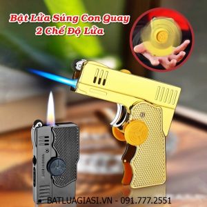 BẬT LỬA SÚNG CON QUAY 2 CHẾ ĐỘ LỬA M-913 (FULLBOX) - (XÀI GAS)