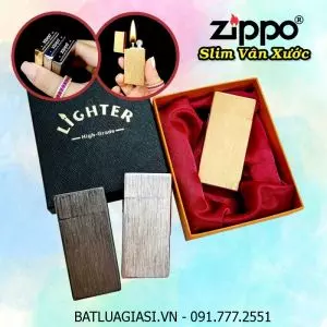 BẬT LỬA ZIPPO SLIM VÂN XƯỚC (CÓ HỘP) - (XÀI XĂNG)