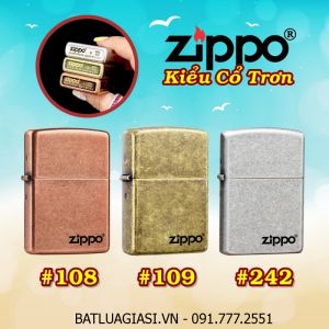 BẬT LỬA ZIPPO KIỂU CỔ TRƠN (CÓ MỘC ĐÁY) - (XÀI XĂNG)