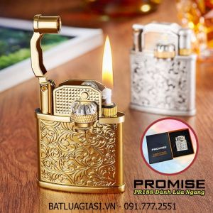BẬT LỬA XĂNG ĐÁ PROMISE PR188 ĐÁNH LỬA NGANG HÌNH HOA VĂN (FULLBOX) - (XÀI XĂNG)