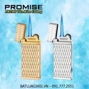 BẬT LỬA KHÈ PROMISE PR190 VÂN KIM CƯƠNG (GAS ĐÁ RÃNH TAY) - (XÀI GAS)