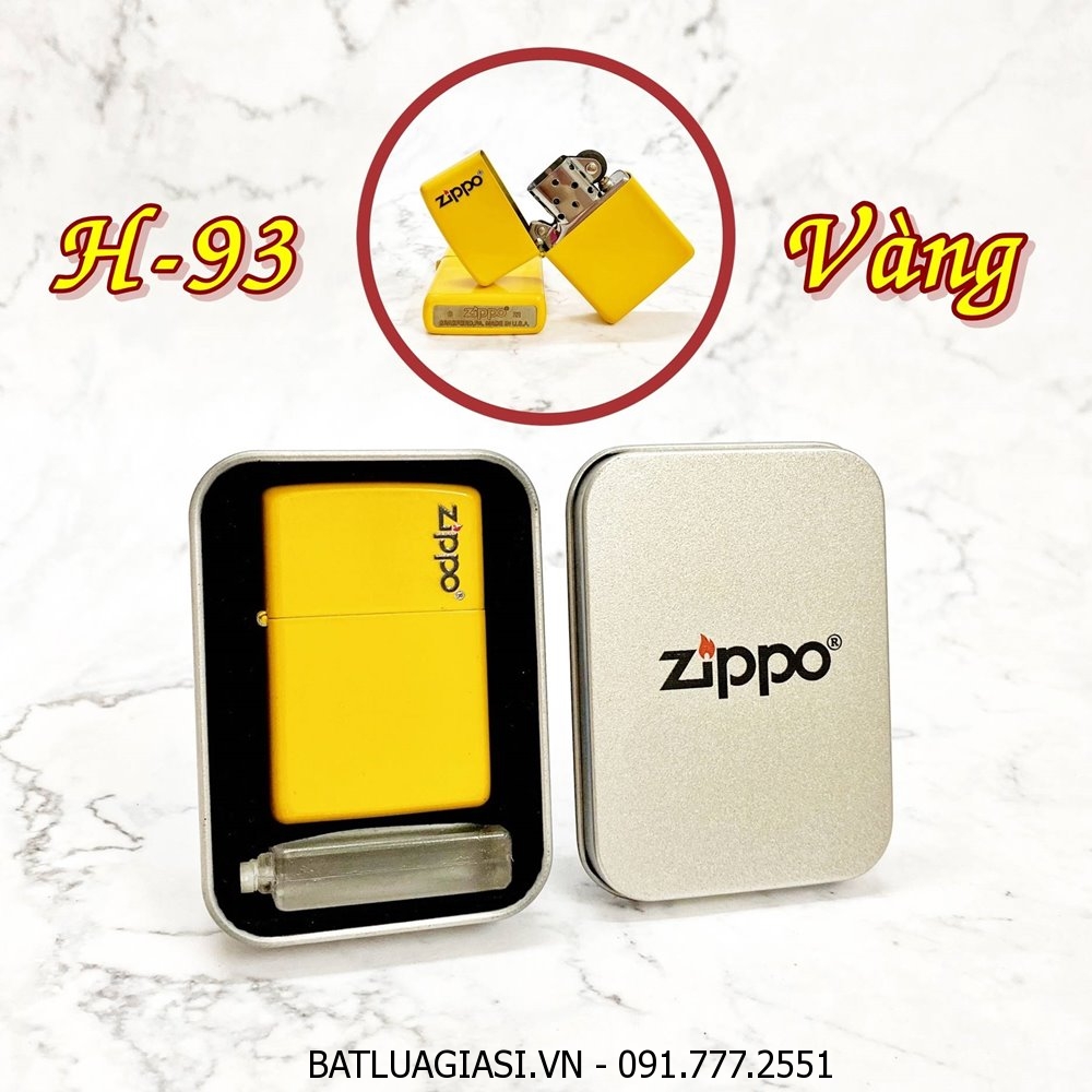 BẬT LỬA ZIPPO SƠN TĨNH ĐIỆN NHIỀU MÀU (CÓ MỘC ĐÁY) (HỘP THIẾC KÈM XĂNG) #H-93 VÀNG