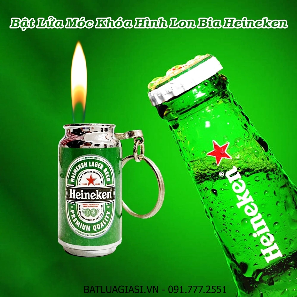 BẬT LỬA MÓC KHÓA HÌNH LON BIA HEINEKEN - (XÀI GAS)