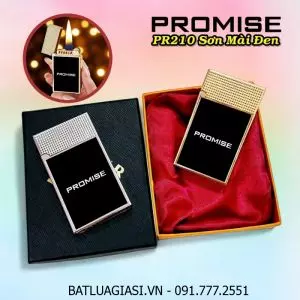 BẬT LỬA XĂNG ĐÁ PROMISE PR210 SƠN MÀI ĐEN (CÓ HỘP) - (XÀI XĂNG)
