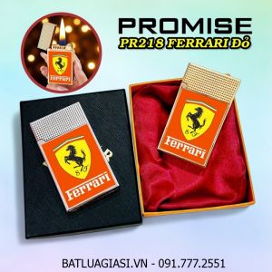 BẬT LỬA XĂNG ĐÁ PROMISE PR218 LOGO SIÊU XE FERRARI ĐỎ (CÓ HỘP) - (XÀI XĂNG)