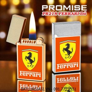BẬT LỬA XĂNG ĐÁ PROMISE PR218 LOGO SIÊU XE FERRARI ĐỎ - (XÀI XĂNG)